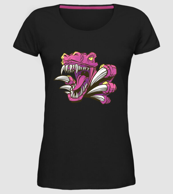 Gheare de dinozaur model negru pe tricou