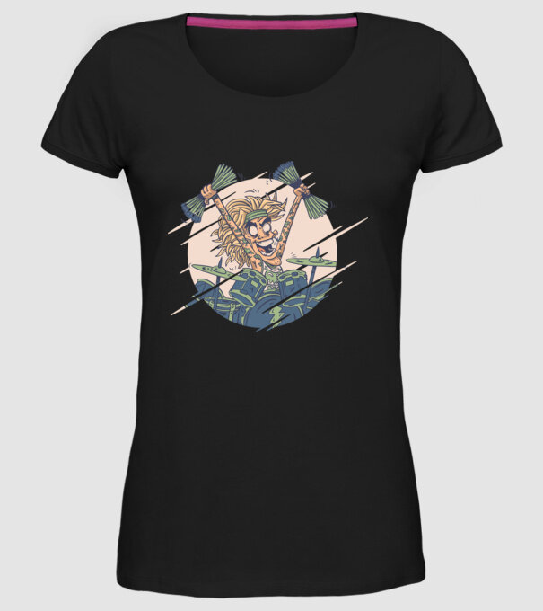 Baterist model negru pe tricou