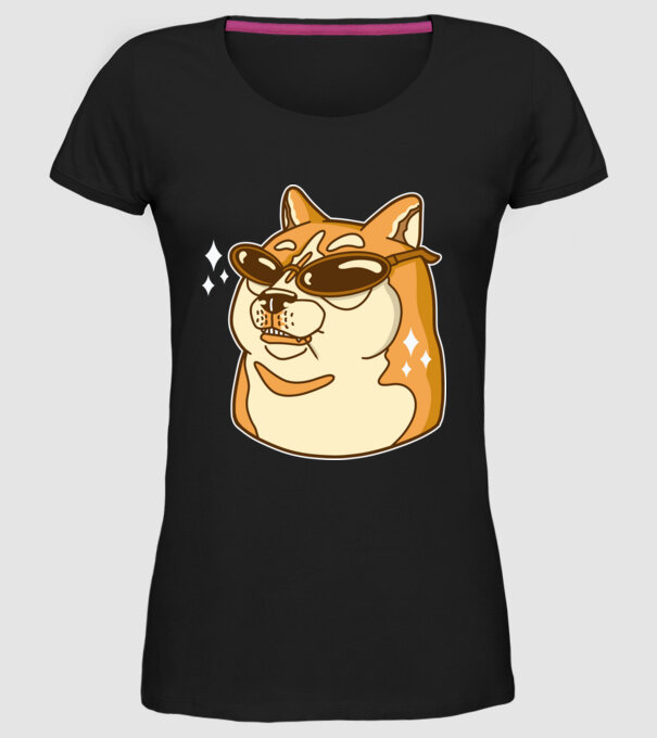 Doge Coin model negru pe tricou