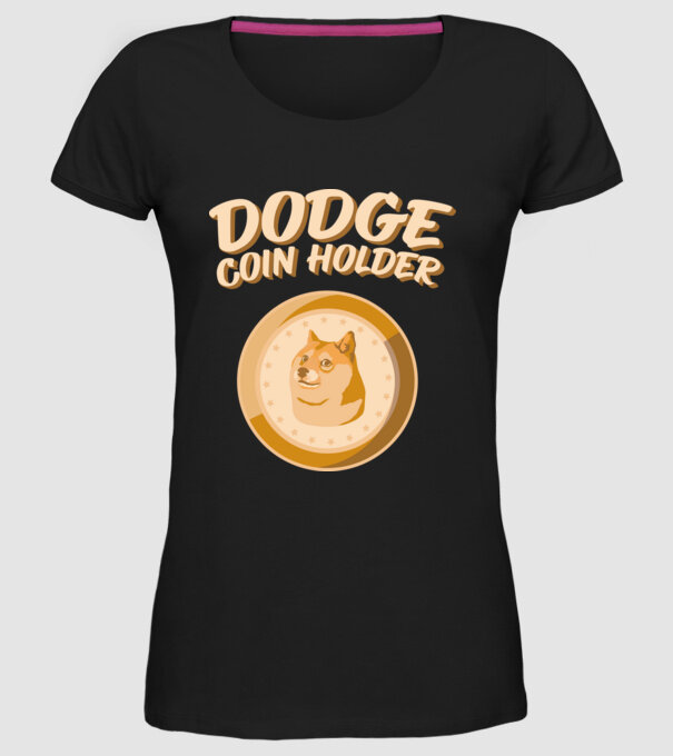 Doge Coin Holder model negru pe tricou