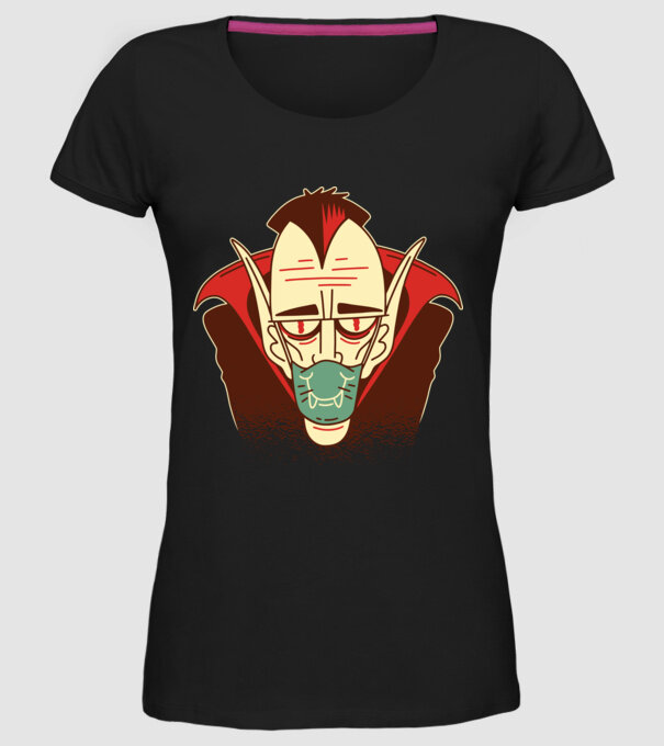Dracula în mască model negru pe tricou