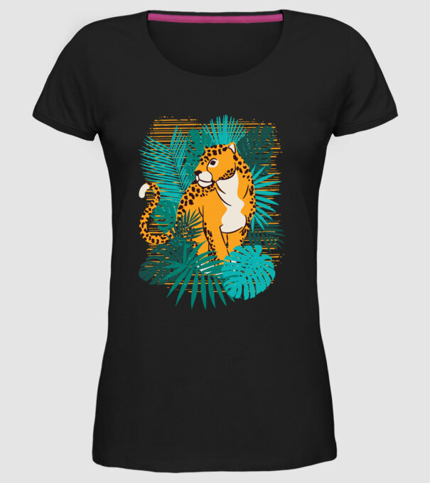 Jaguar junglă model negru pe tricou