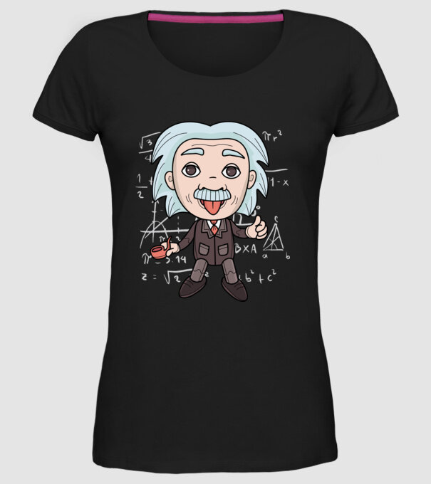 Caricatură Einstein model negru pe tricou