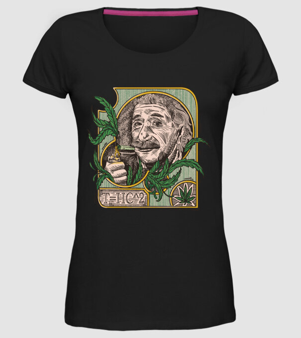 Einstein Marijuana THC model negru pe tricou