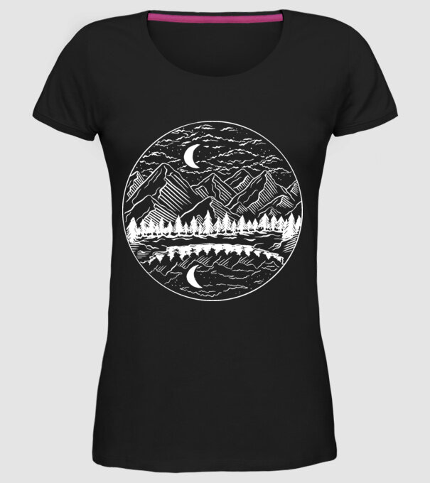 Peisaj de Noapte model negru pe tricou