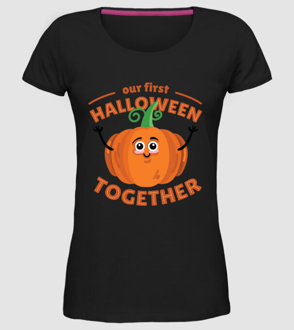 Primul nostru Halloween împreună model negru pe tricou