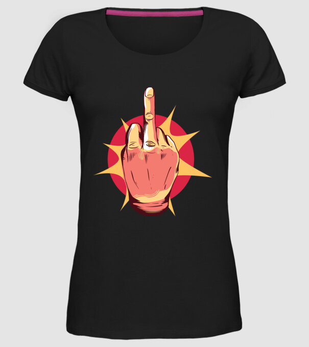 Tricou arată degetul model negru pe tricou