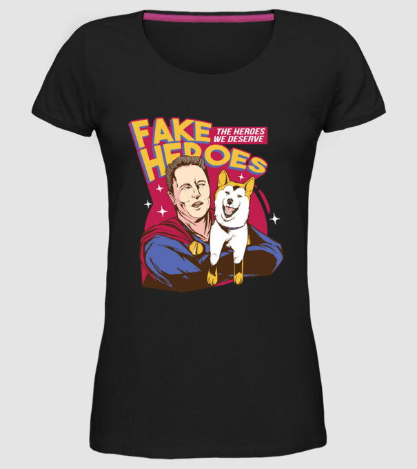 Fake Hero Elon Musk model negru pe tricou