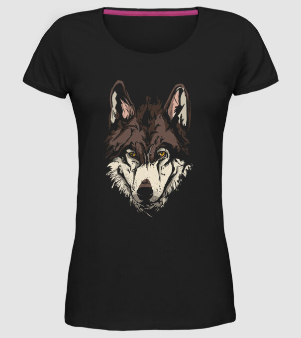 Cap de lup model negru pe tricou
