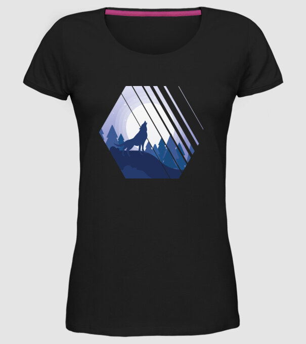 Urlet de lup model negru pe tricou