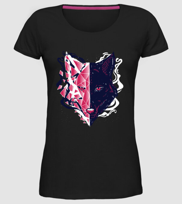 Cap de lup model negru pe tricou