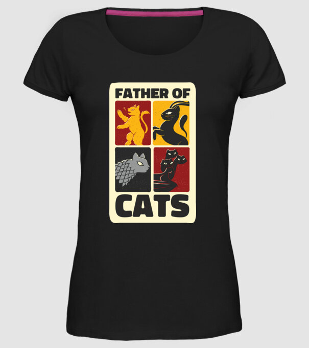 Father of Cats Game of Thrones parodie model negru pe tricou