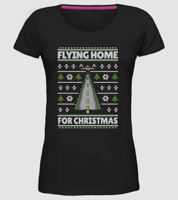 Flying Home for Christmas Pulover urât model negru pe tricou