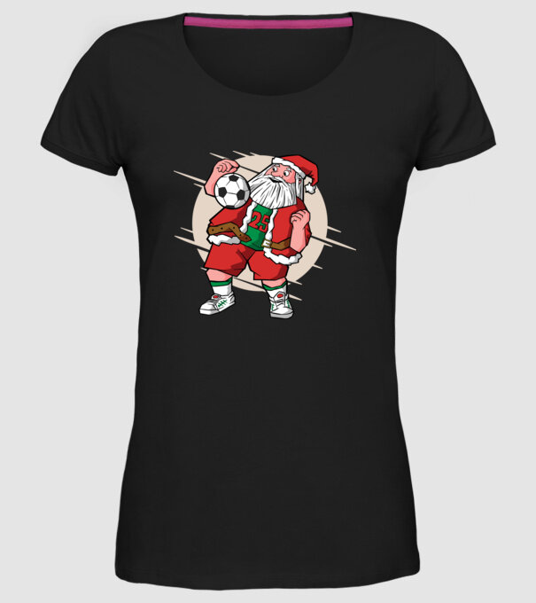 Moș Crăciun Fotbalist model negru pe tricou