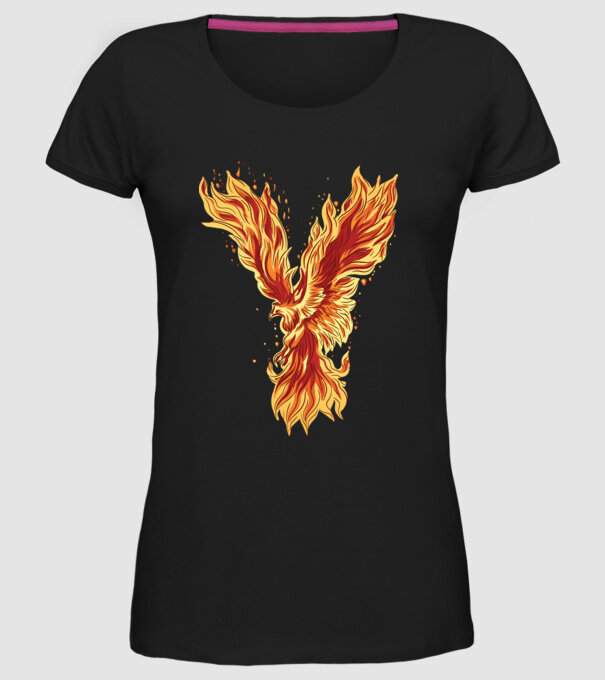 Pasărea Phoenix model negru pe tricou