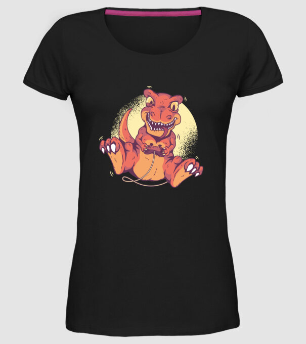 Dinozaur Gamer tricou model negru pe tricou