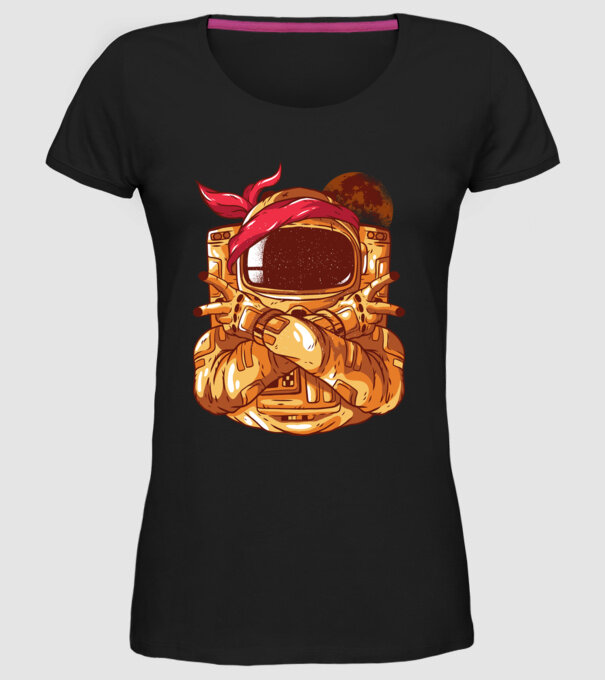 Gangsta Astronaut astronaut rapper model negru pe tricou