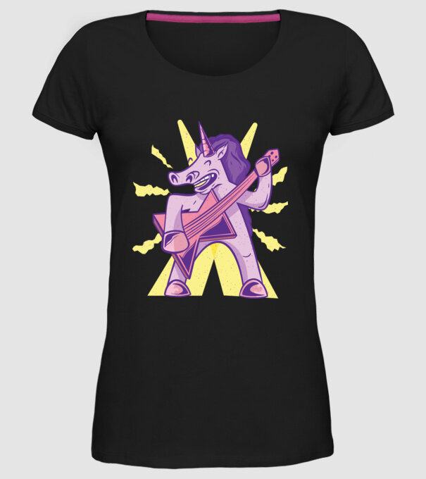 Unicorn cu chitara model negru pe tricou