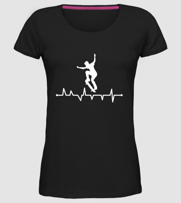 Heartbeat Skateboarder model negru pe tricou