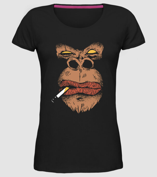 Cap de gorilă cu țigară model negru pe tricou