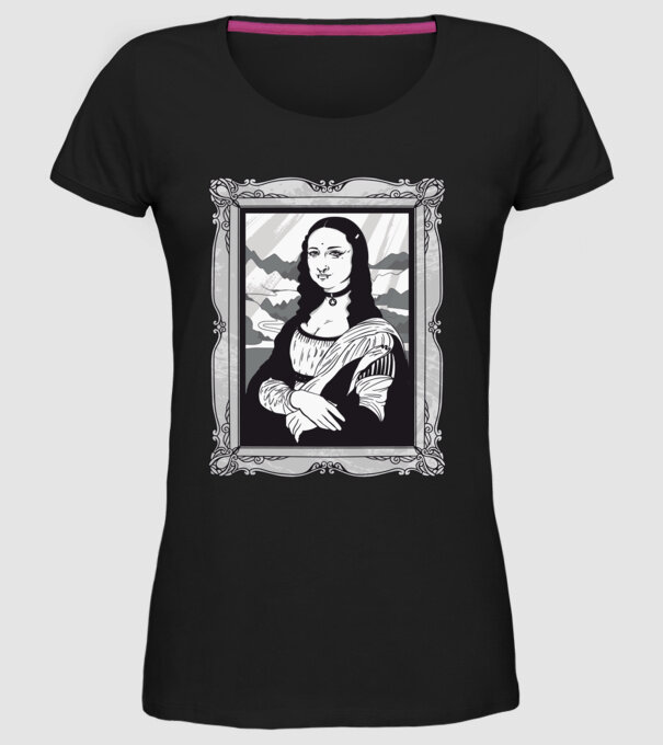 Mona Lisa gotică model negru pe tricou