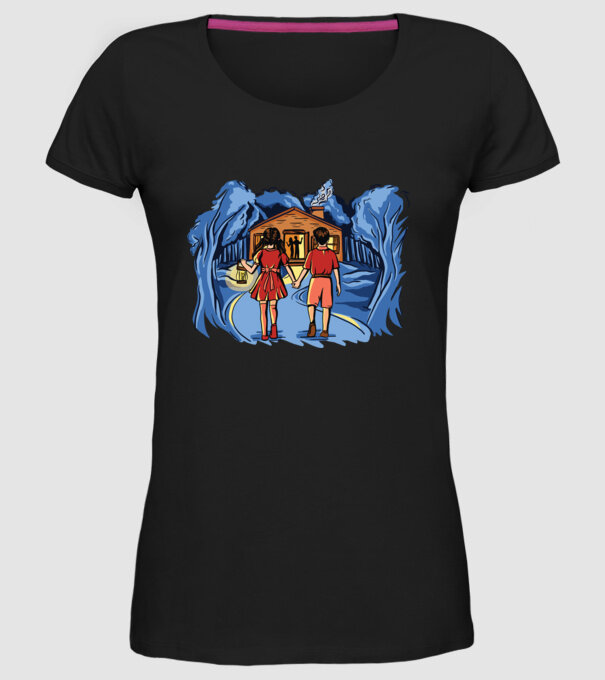 Copii în pădure Poveste model negru pe tricou