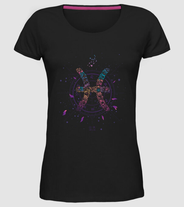 Pisces Zodiac model negru pe tricou