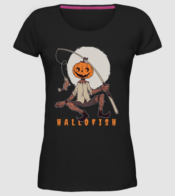 Hallofish - Pescar Halloween model negru pe tricou