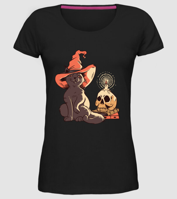 Pisică Halloween model negru pe tricou