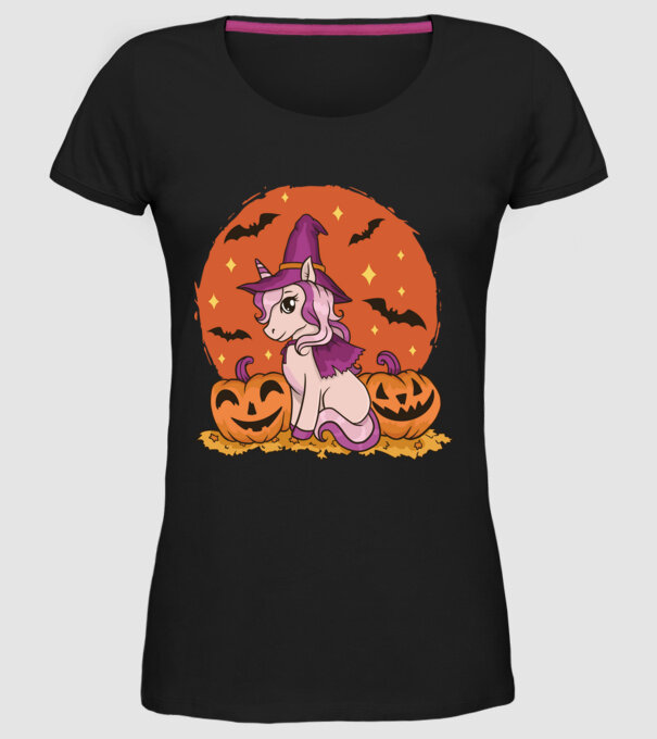 Unicorn Halloween model negru pe tricou