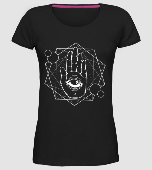 Mână Hamsa - Mâna lui Dumnezeu model negru pe tricou