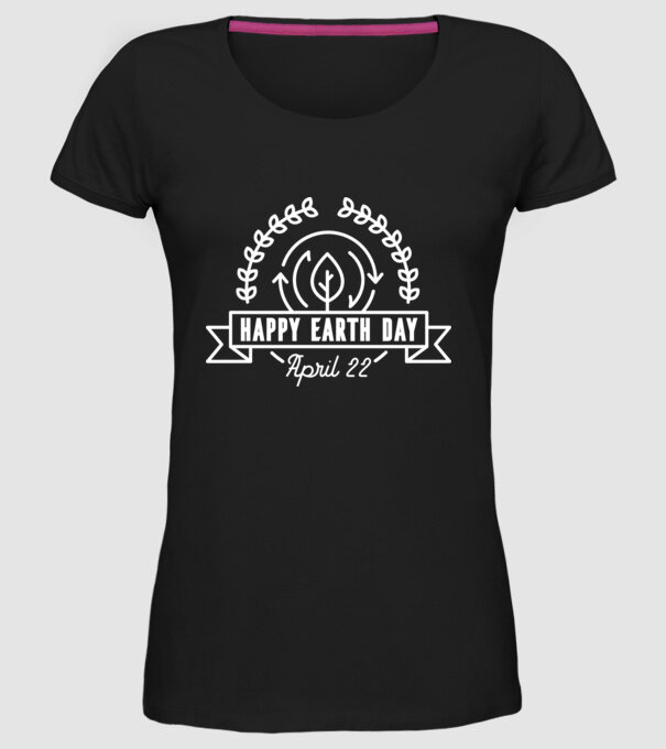 Happy Earth Day - Ziua Pământului model negru pe tricou