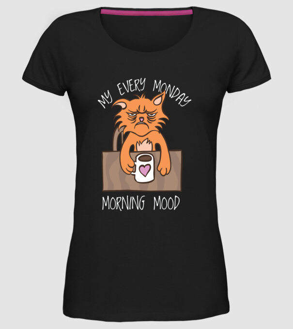 Starea mea de spirit de luni model negru pe tricou