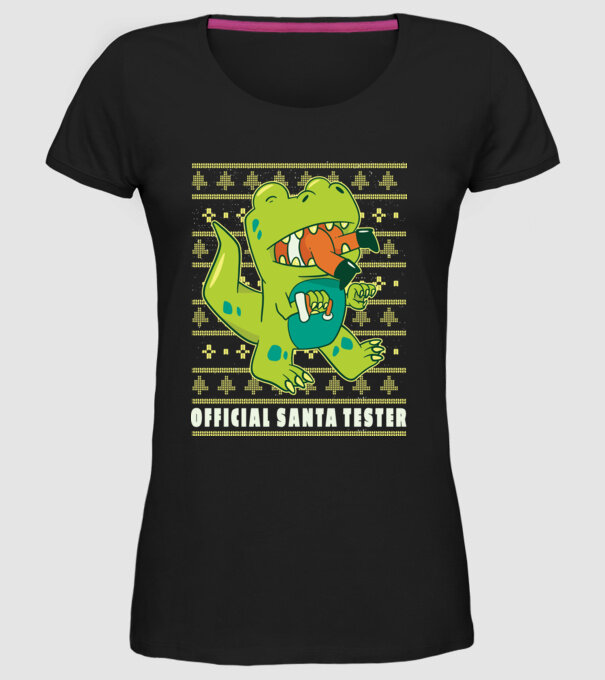Tester oficial Moș Crăciun model negru pe tricou