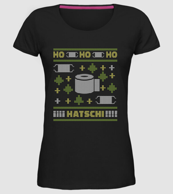 Hohohoho hârtie igienică pulover urât model negru pe tricou