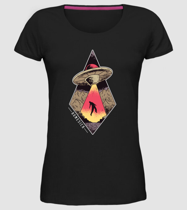 Dor de casă alien model negru pe tricou