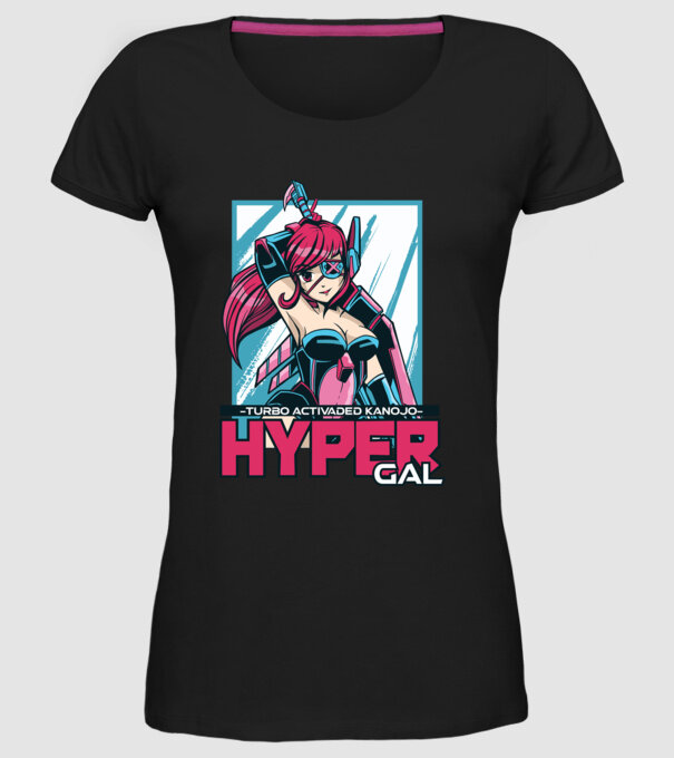 Hyper Gal - Fată Anime model negru pe tricou