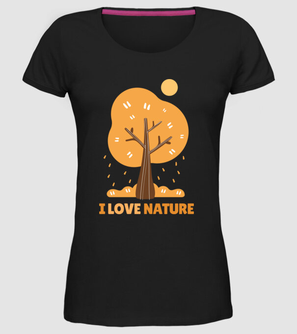 I Love Nature model negru pe tricou