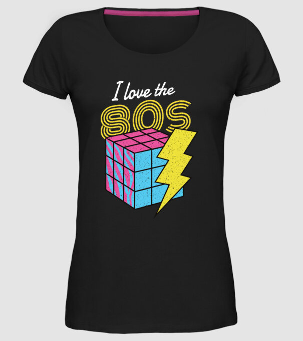 I love the 80s Cub Rubik model negru pe tricou