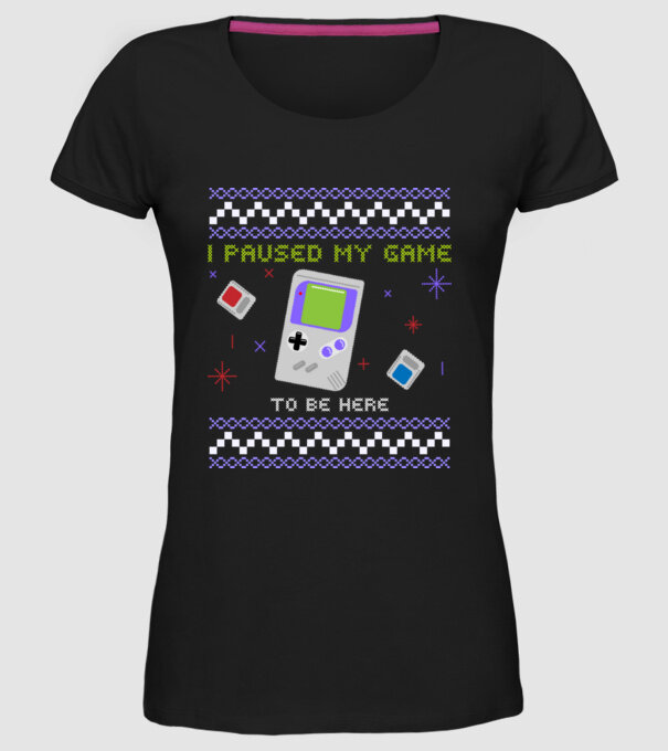 I paused my game to be here - Gamer pulovăr urât model negru pe tricou