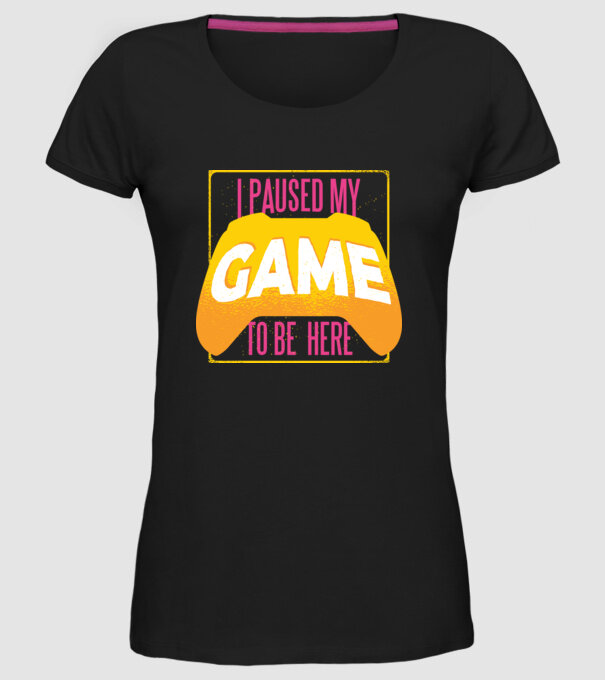 I paused my game to be here tricou amuzant Gamer model negru pe tricou