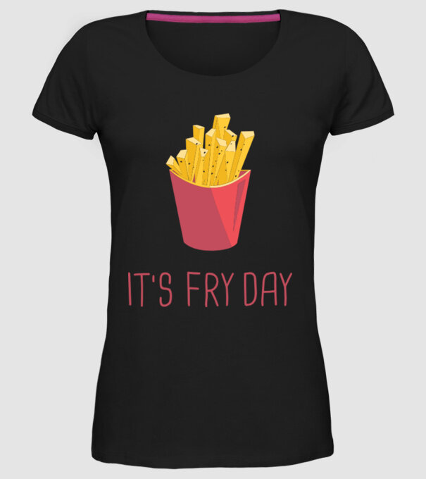 'It''s Fry Day' model negru pe tricou