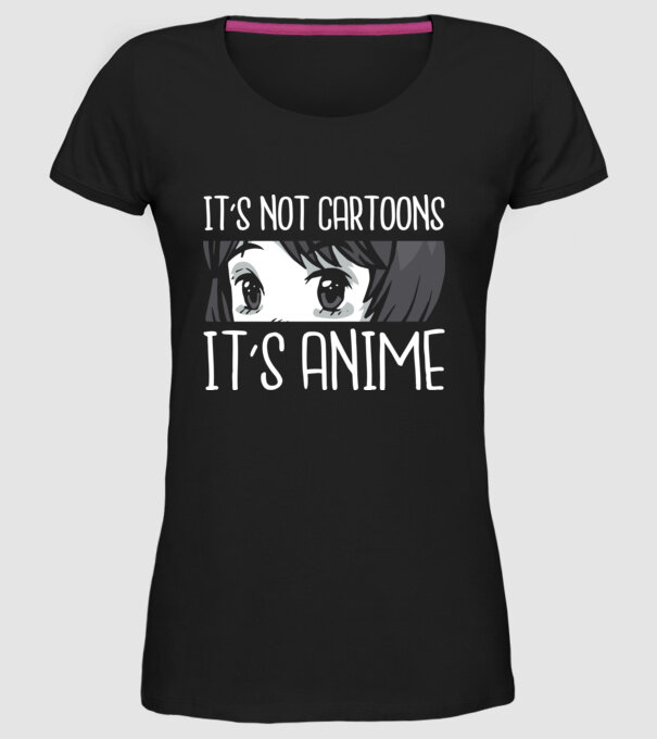 'It''s not cartoons it''s anime' model negru pe tricou