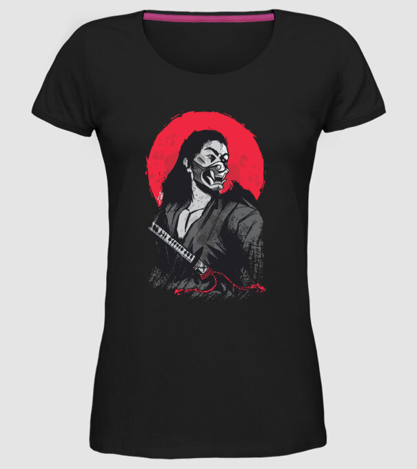Războinic japonez model negru pe tricou