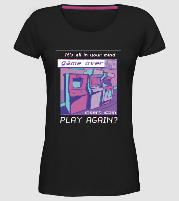Sala de jocuri Retro Arcade model negru pe tricou