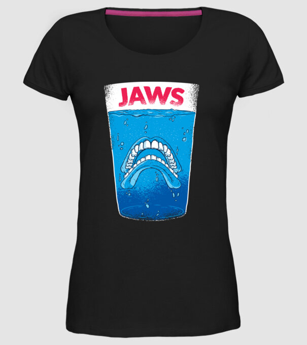 Jaws dinți tricou parodie model negru pe tricou