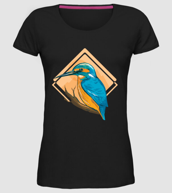 Pescăruș albastru model negru pe tricou