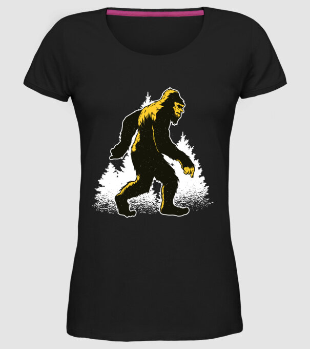 Yeti în pădure model negru pe tricou