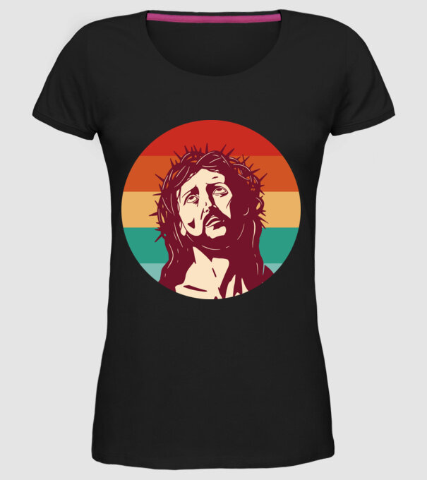 Iisus Hristos Retro model negru pe tricou
