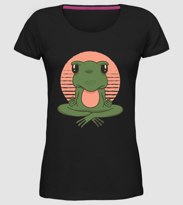 Yoga Broască model negru pe tricou